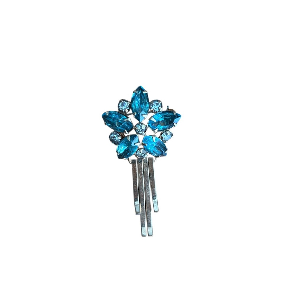 ✨ 3/$15 ✨ Blue Rhinestone Bronze Tone Brooch